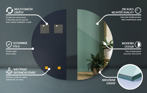 Dizajnové polkruhové zrkadlo bez rámu 40x80 cm