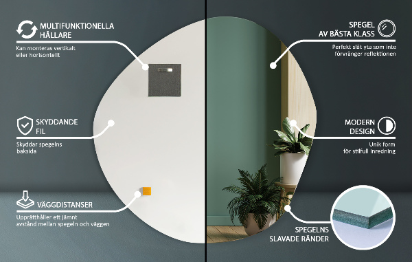 Nepravidelné zrkadlo na stenu bez rámu 48x48 cm