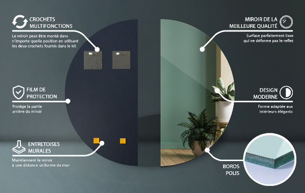 Polkruhové dizajnové zrkadlo bez rámu 50x100 cm