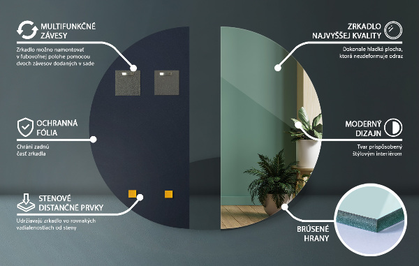 Polkruhové dizajnové zrkadlo bez rámu 50x100 cm