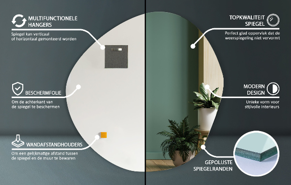 Nepravidelné zrkadlo bez rámu 58x58 cm