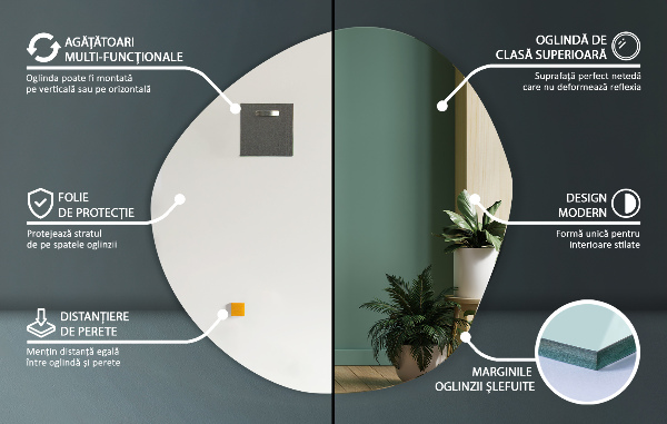 Bezrámové nepravidelné zrkadlo na stenu 68x67 cm