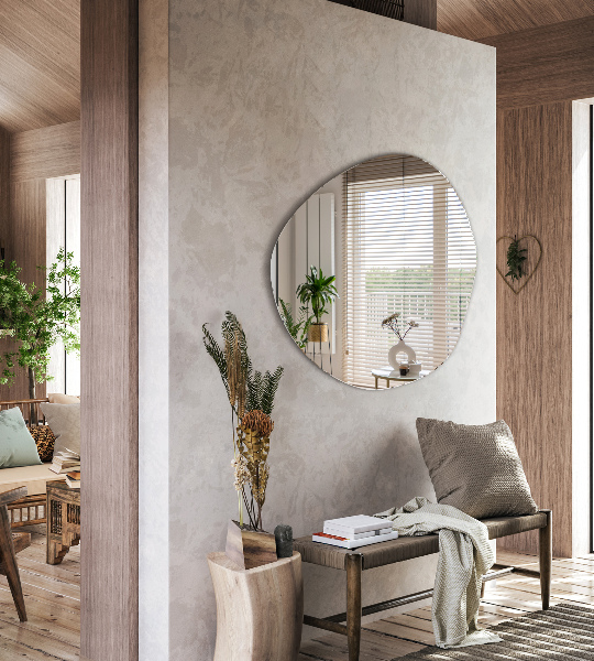 Bezrámové nepravidelné zrkadlo na stenu 68x67 cm