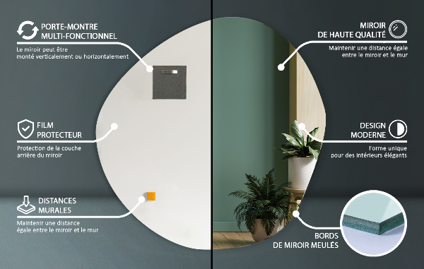 Dizajnové nepravidelné zrkadlo bez rámu 87x86 cm
