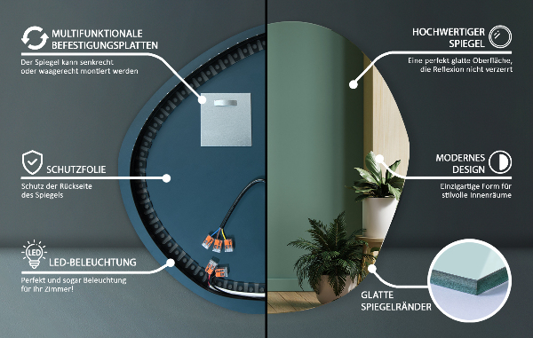 Nepravidelne led zrkadlo 97x96 cm