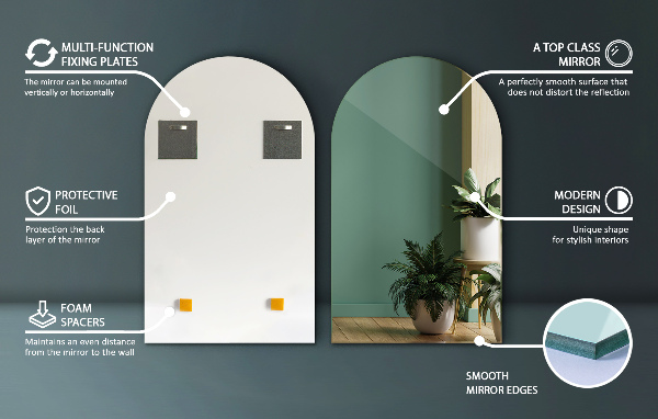Oblúkové zrkadlo 40x70 cm