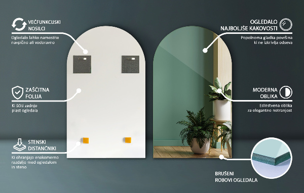 Polooválne zrkadlo 45x80 cm