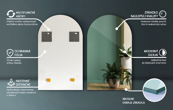 Oblúkové zrkadlo 50x90 cm