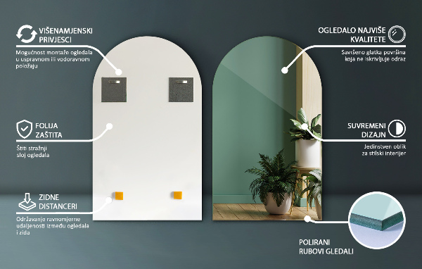 Oblúkové zrkadlo 50x90 cm