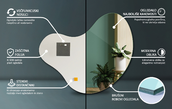 Zrkadlo asymetrické bezrámové 68x67 cm