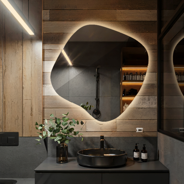 Podsvietené organické zrkadlo 48x48 cm