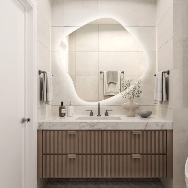 Podsvietené organické zrkadlo 59x58 cm