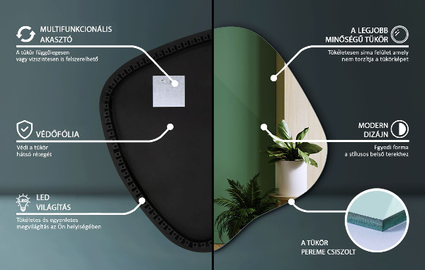 Podsvietené organické zrkadlo 59x58 cm