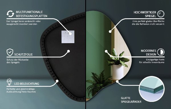 Podsvietené organické zrkadlo 68x67 cm