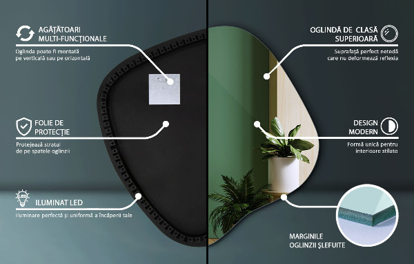 Podsvietené organické zrkadlo 68x67 cm