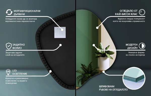 Podsvietené organické zrkadlo 68x67 cm