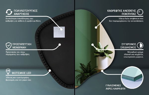 Podsvietené organické zrkadlo 68x67 cm