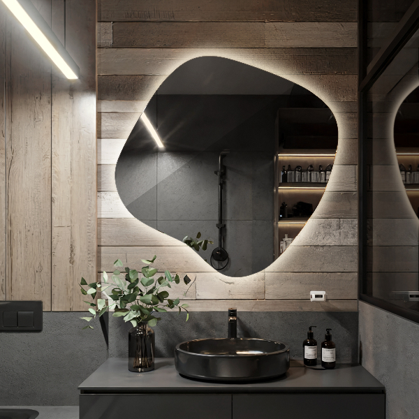 Podsvietené organické zrkadlo 77x77 cm