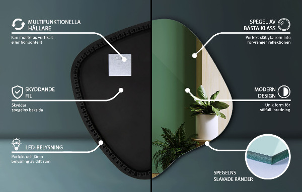 Podsvietené organické zrkadlo 77x77 cm