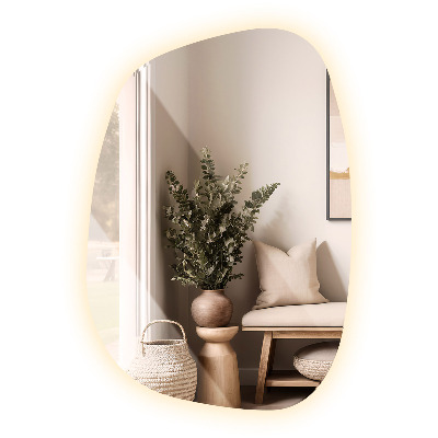 Asymetrické zrkadlo škvrna s led osvetlením 55x38 cm