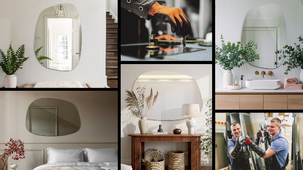 Nepravidelne zrkadlo v tvare škvrny 49x34 cm