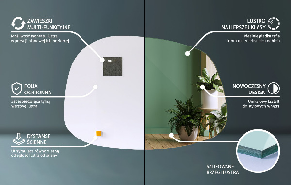 Nepravidelne zrkadlo v tvare škvrny 55x38 cm