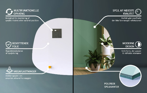 Nepravidelne zrkadlo v tvare škvrny 68x47 cm