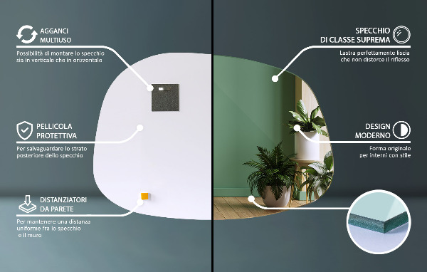 Nepravidelne zrkadlo v tvare škvrny 79x57 cm