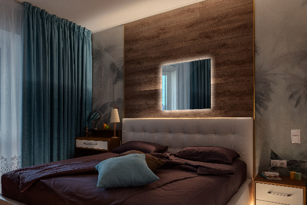 Podsvietene obdĺžnikové zrkadlo 50x50 cm