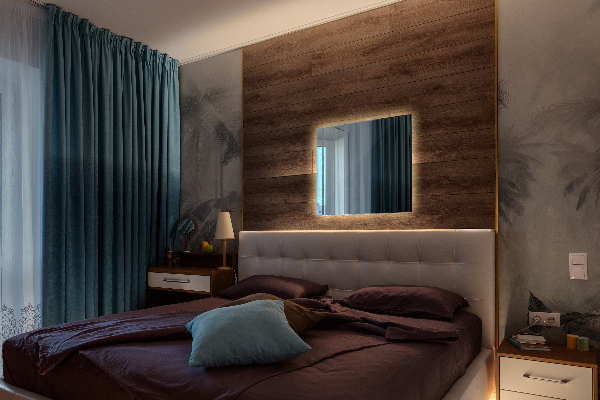 Podsvietene obdĺžnikové zrkadlo 50x50 cm