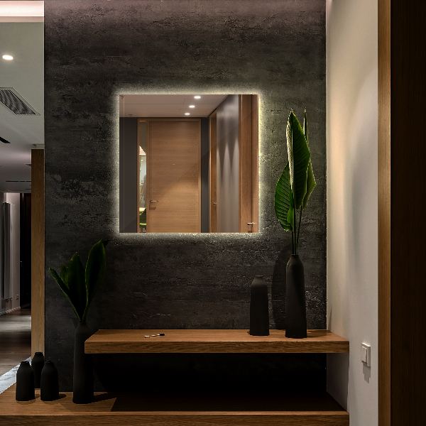 Podsvietene obdĺžnikové zrkadlo do kupelne 50x50 cm