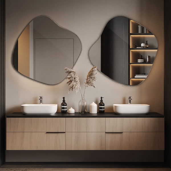 Asymetrické zrkadlo škvrna originál 48x48 cm