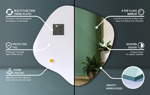 Asymetrické zrkadlo škvrna originál 58x59 cm
