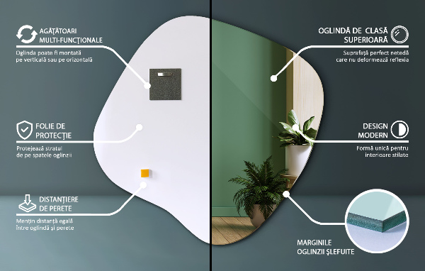 Asymetrické zrkadlo škvrna originál 68x67 cm