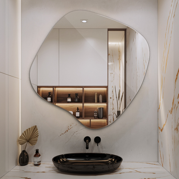 Asymetrické zrkadlo škvrna originál 68x67 cm