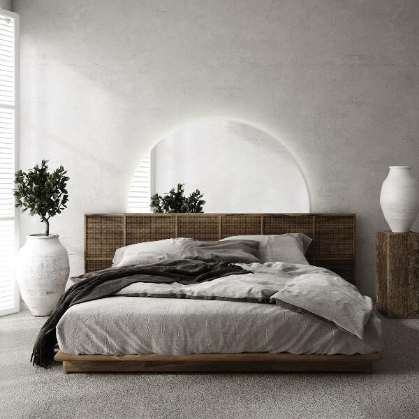 Polkruhové zrkadlo s led osvetlením 50x100 cm