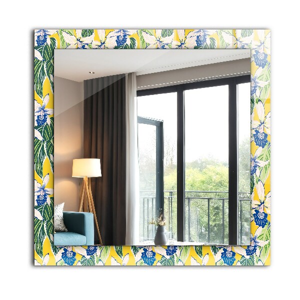 Zrkadlo s potlačeným rámom Kvety a listy