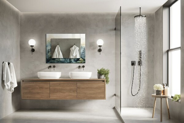 Zrkadlo rám s potlačou Les v hmle