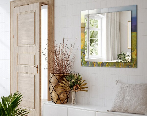 Zrkadlo s potlačeným rámom Slnečnicové pole