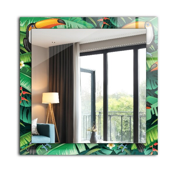 Zrkadlo rám s potlačou Tukany listy džungle