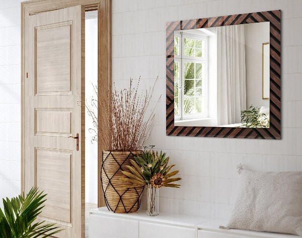 Dekoračné zrkadlo Drevené diagonálne pruhy