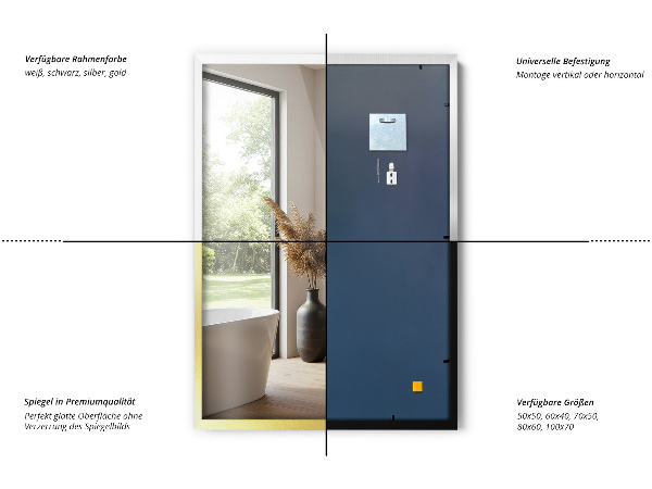 Minimalistické štvorcové zrkadlo so strieborným rámom 50x50 cm