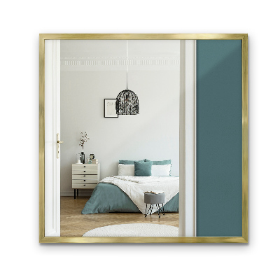 Minimalistické štvorcové zrkadlo so zlatým rámom 50x50 cm