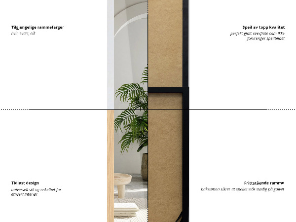 Stojace zrkadlo biele 36x156 cm