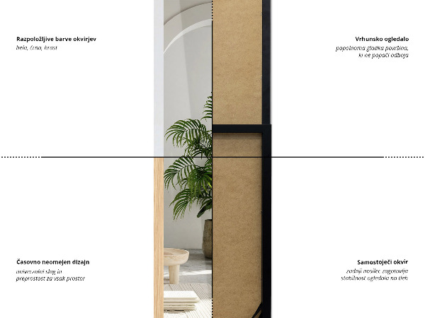 Stojace zrkadlo cierne 36x156 cm