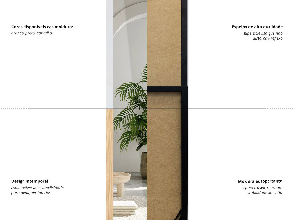 Stojace zrkadlo cierne 36x156 cm