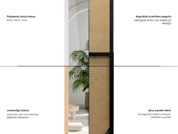 Stojace zrkadlo cierne 36x156 cm