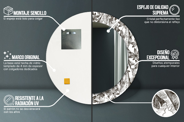 Tropické listy Okrúhle dekoračné zrkadlo