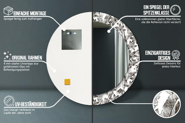 Tropické listy Okrúhle dekoračné zrkadlo