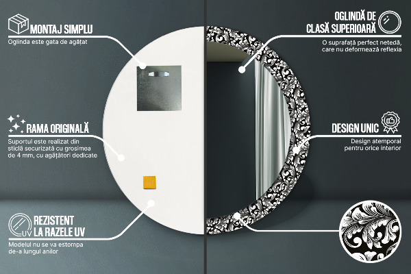 Ozdoba Okrúhle dekoračné zrkadlo na stenu